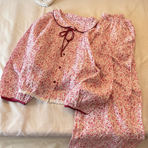 <span class=keywords><strong>Pigiama</strong></span> dolce da donna per primavera <span class=keywords><strong>e</strong></span> autunno, con stampa floreale, colletto a bambola, maniche lunghe <span class=keywords><strong>e</strong></span> pantaloni lunghi, set per la casa. - Product Image 4