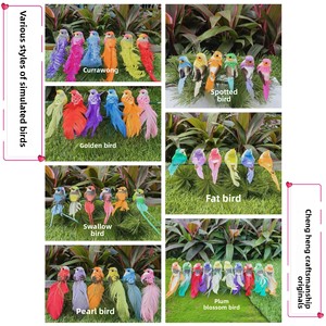 Uccellini di Peluche Assortiti: Decorazioni per Giardino/Cortile, Ornamenti con Imbottitura in Cotone PP, Graziosi Accessori per Allestimenti Natalizi - Product Image 4