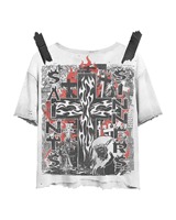 T-shirts de streetwear à ourlet surdimensionné et design délavé, style rappeur, logo personnalisé, impression numérique, t-shirts graphiques hip-hop, coupe ample