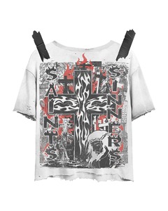 เสื้อยืดสตรีทแวร์ทรงโอเวอร์ไซส์ แต่งชายเสื้อแบบขาดๆ ดีไซน์เท่ๆ สไตล์ฮิปฮอป พิมพ์ลายกราฟิกดิจิทัล รับสกรีนโลโก้ตามสั่ง - Product Image 6