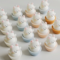 Bougies parfumées élégantes en forme d'ours 3D, boîte de couleur unie, bougies esthétiques modernes et tendance pour la décoration de la pièce