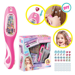 DIY Girls Pretend Play Hair Jewel Stamper Kit Adhesivo de plástico Gemas y cristales - Product Image 1