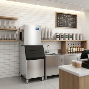 Máquina de hielo comercial Isquare Ice de 200 kg, máquina de hielo comercial independiente con enfriamiento por aire o agua NES-200C -P - Product Image 3
