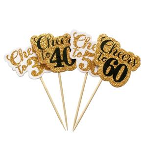 12pcs Cheers 30 40 50 60 Year Old Cupcake <strong>Topper</strong> Gold and Black 30th <strong>40th</strong> 50th 60th Happy Birthday Party Decorations <strong>Cake</strong> <strong>Topper</strong> - Product Image 3