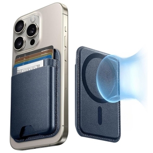 Super Safe Slim doble bolsillo N52 doble fuerte imanes dos ranuras para tarjetas de cuero tarjeta soporte magnético para <span class=keywords><strong>Airtag</strong></span> funda de teléfono - Product Image 2