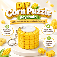 Mainan Puzzle Jagung 3D, Teka-teki Otak Luban Lock, Blok Jigsaw DIY yang Dapat Dirangkai, Fidget Block untuk Anak-anak dan Dewasa, Latihan Berpikir STEM