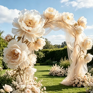 Peonías y Camelias Gigantes de Organza Transparente OEM, Ideales para Decoración de Ventanas de Bodas Los colores se pueden personalizar - Product Image 2