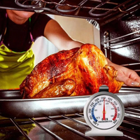 Termometer Oven Aman dari Baja Tahan Karat 50 300 ° Alat Dapur Pengukur Suhu Daging Makanan Tipe C Mini Dial Stand Up