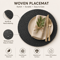 Set de table rond en corde tressée classique, en plastique, fait main, emballé en carton pour salle à manger, cuisine, maison
