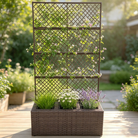 Jardinière surélevée en polyrotin avec treillis pour plantes grimpantes, fleurs et légumes, pour jardin et patio extérieur