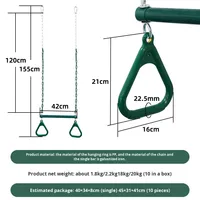Juego de Cuerdas Ajustables, Columpio de Trapecio, Barra de Hierro, Anillas de Gimnasia para Niños, Piezas de Juguete para Columpio de Parque de Trampolines Interior/Exterior