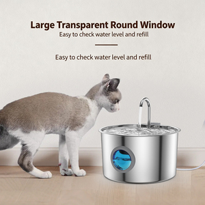 Fontaine à eau pour animaux de compagnie en acier inoxydable à motif solide avec batterie rechargeable, distributeur d'eau automatique pour chats et chiens, utilisation en intérieur - Product Image 4