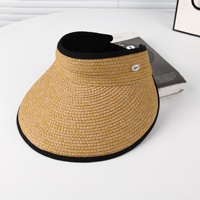 Sombrero de visera de paja para mujer, ala ancha, plegable, verano, protección UV, gorra de playa, sombreros plegables