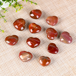 Venta al por Mayor de Piedras Curativas Naturales, Corazones de Madera Petrificada, Gemas de Corazón, Tallados de Cristal para Decoración - Product Image 2