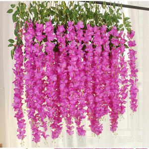 AF16001 venta al por mayor hermosa seda artificial glicinia vid largo blanco colgante flujo guirnalda flores boda Halloween graduación - Product Image 4