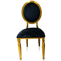 Hochwertige Schwarz-Goldene Louis Runde Edelstahl Hotel-Esszimmerstühle für Hochzeiten und Veranstaltungen