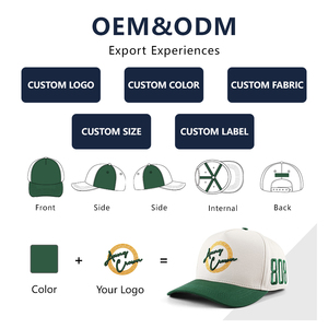 Casquettes de baseball unisexes entièrement personnalisées en gros, 5 panneaux, brodées, en tissu de coton, taille ajustable, bicolores, pour le sport - Product Image 4