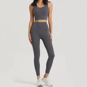 Reggiseno sportivo da donna ad alto sostegno con push-up per yoga, leggings a vita alta con effetto push-up e tasca nascosta, set <span class=keywords><strong>fitness</strong></span> da palestra - Product Image 4