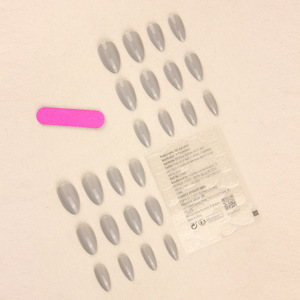 Uñas de comercio exterior, venta al por mayor, longitud media, gris, puntas simples de Color sólido, usable, 24 piezas, pegatinas de uñas falsas - Product Image 4