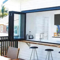 Fenêtre pliante horizontale en alliage d'aluminium sur mesure avec verre trempé et design graphique pour balcon et cuisine
