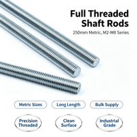 250mm Metric Full Threaded Rod, M2 M2.5 M3 M4 M5 M6 M8 Steel Threaded Shaft Stud for Industrial Fastening
