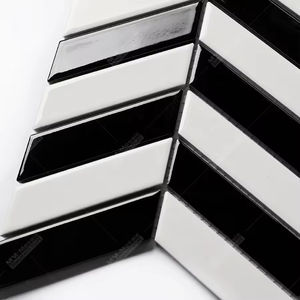 Offre Spéciale <span class=keywords><strong>noir</strong></span> <span class=keywords><strong>blanc</strong></span> brillant <span class=keywords><strong>Chevron</strong></span> émaillé intérieur mosaïque mur chevrons <span class=keywords><strong>carrelage</strong></span> décoratif porcelaine céramique mosaïque <span class=keywords><strong>carrelage</strong></span> - Product Image 4