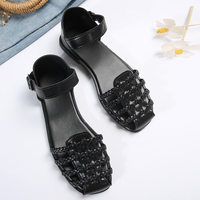 Sandales plates pour femmes en caoutchouc PU avec boucle à une ligne, collection été 2026