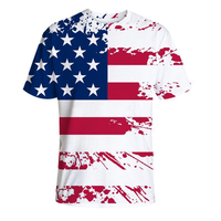 USA T-shirt Fourniture d'usine Drapeau américain Logo personnalisé Polyester T-shirt fin et confortable pour l'activité