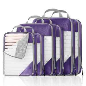 Compression Cubes Set of 6 Clear Design Space Saving Lightweight Custom Cationic Material Portable Durable <b>Luggage</b> Organizer - Product Image 1
