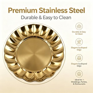 Assiettes de présentation européennes en acier inoxydable de 18-30 cm, dorées, argentées ou noires, pour la décoration de mariage - Product Image 4