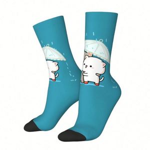 Calcetines personalizados Mochi Cat Peach y Goma para hombre, calcetines unisex geniales para vestir - Product Image 2