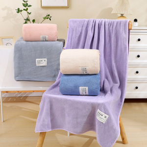 Thick Coral Fleece Bath Towels 35x75 70x140 Cm Solid Color Antibacterial Home Use Rectangle Towel - Product Image 2