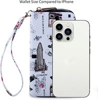 Dompet Clutch PU Motif Bunga Mewah Desainer Ternama Wanita, Model Panjang dengan Ritsleting Ganda dan Tali Pergelangan Tangan Lepas Pasang, Laris 2026