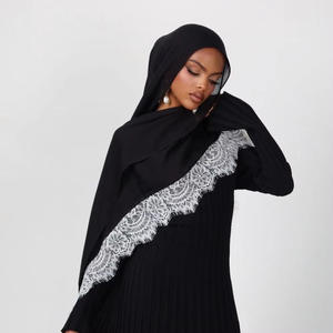 Nuovo <span class=keywords><strong>Hijab</strong></span> alla <span class=keywords><strong>Moda</strong></span> con Inserti in Pizzo, Tinta Unita, in Rayon Modal Traspirante, Sciarpa Tessuta in Modal, Copricapo per Donne, Quattro Stagioni - Product Image 4