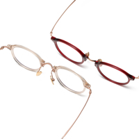 Monture de lunettes à monture ronde en titane rouge ultra-léger à la mode Montures optiques de myopie transparentes unisexes Lunettes de vue en gros