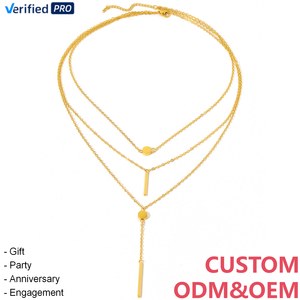 CAIOOCHE <span class=keywords><strong>Collane</strong></span> con Ciondolo a Catena Stratificata in Acciaio Inossidabile, Placcate Oro, Gioielli Semplici alla Moda per Donna, Regalo per la Festa della Mamma - Product Image 1