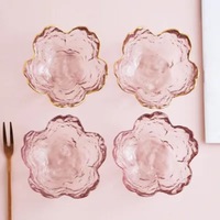 Plats à sauce en verre cristal transparents, peints à la main, motif fleur de cerisier Sakura rose, pour apéritifs, coupelles à trempette, glaces, snacks et sushis