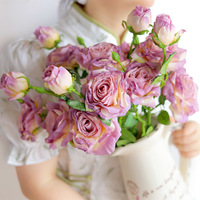 Liquidation Spéciale : Fleurs Artificielles Haut de Gamme en Soie – Hortensias, Roses, Pivoines à Bords Brûlés pour Décoration de Mariage et Maison