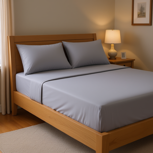 Ensemble de draps en fibre de bambou Yintex, taille Queen, 4 pièces, gris uni, tricoté, style américain, 200TC, lavable en machine, usage domestique - Product Image 2