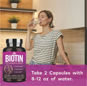 Complément alimentaire OEM à base de biotine, collagène et vitamines pour la croissance des cheveux, l'éclaircissement de la peau et la santé des ongles, extrait d'herbes, 120 capsules - Product Image 3