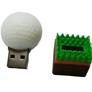 ของขวัญส่งเสริมการขาย Golf Ball Shape USB Flash Drive สีขาวลูกบอลสี USB โลโก้ที่กำหนดเอง