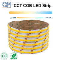 Bande lumineuse LED COB CCT réglable 608 LED Haute Densité FCOB Dimmable Double Couleur PCB Flexible 8/10mm Ra90 Cuivre USB