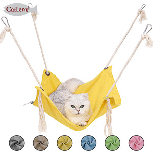 เปลแมว Catlemi สีชมพู ผ้าฝ้ายลินิน ระบายอากาศได้ดี เตียงแขวนสำหรับแมว อุปกรณ์สำหรับสัตว์เลี้ยง - Product Image 4