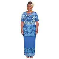Gaun Puletasi Polinesia Lengan Pendek untuk Wanita, Motif Tribal, Kancing Kelapa, Bunga, Puletasi Samoa, Gaun Pulau Pasifik