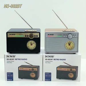 Hàng mới NS-882BT loa không dây Retro đài phát thanh FM Đồng hồ Đồng hồ hộp gỗ không dây nhà đài phát thanh loa với <span class=keywords><strong>USB</strong></span> TF khe cắm - Product Image 3