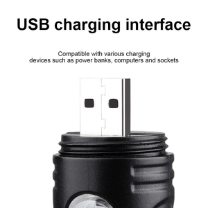 Linterna con silbato incorporado para excursionistas y campistas, recargable por USB, con zoom, luz de señal de emergencia roja y azul, ligera - Product Image 6