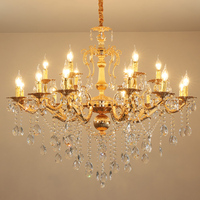Lustre en cristal et cuivre de style rétro moderne européen, lampe suspendue dorée pour la décoration de la maison et du salon