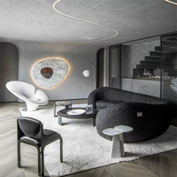 Sofá Seccional Minimalista de Tela Blanca en Forma de Media Luna, Sofá Circular Moderno para Vestíbulo de Hotel, Sofá Circular de Cachemira con Forma Especial