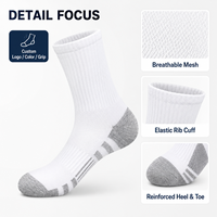 Chaussettes de sport blanches personnalisées avec logo, vente en gros, directement de l'usine, faible MOQ, en coton, talon et bout renforcés, respirantes, marque privée