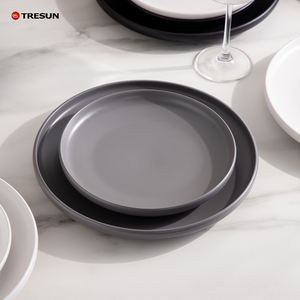 Plato de cerámica vintage de gres color mate rosa y azul para postres, bocadillos, filetes, platos grandes, desayunos y cenas, para hotel. - Product Image 3